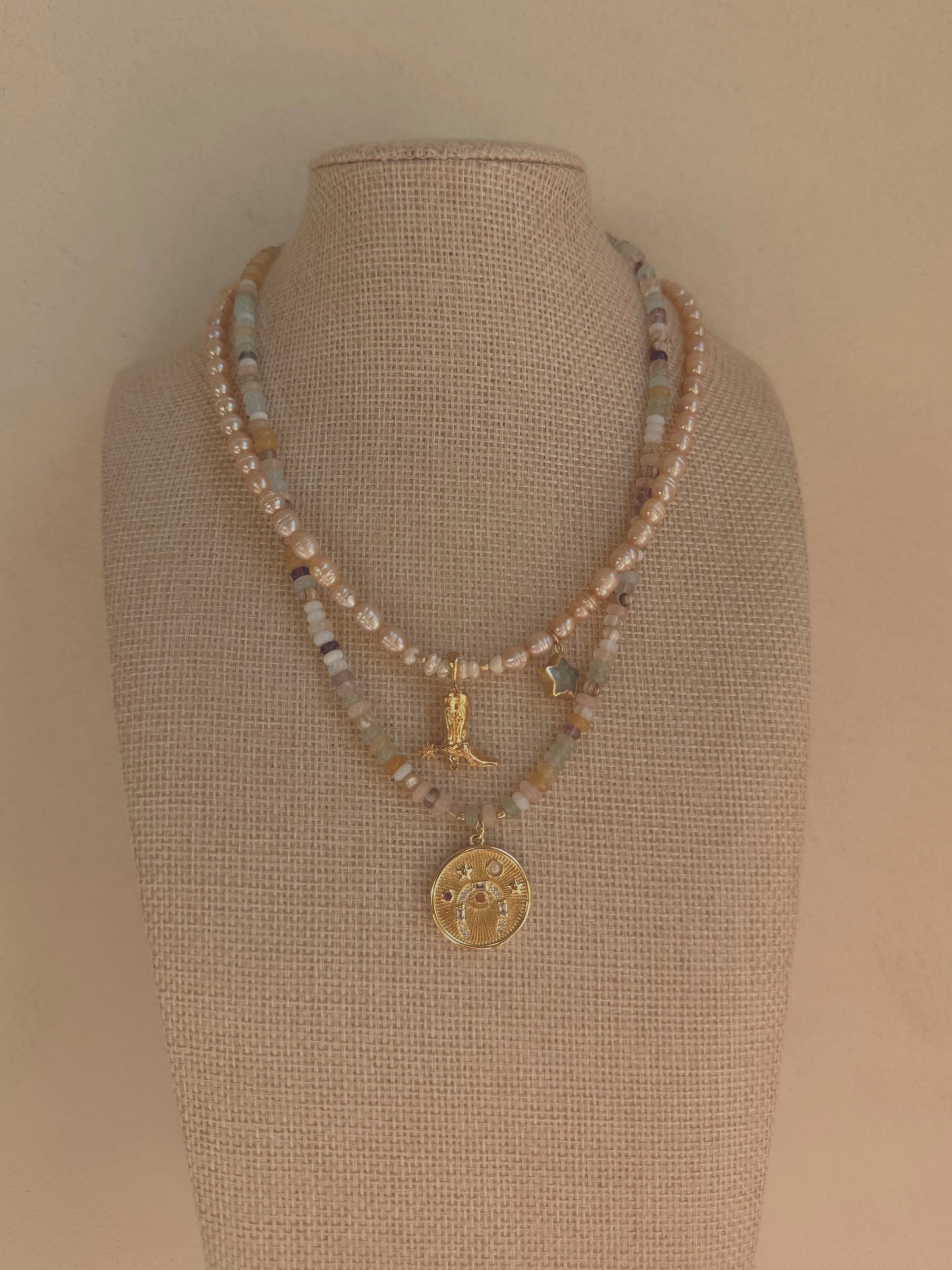 Pearl Cowboy Boot + Star Necklace