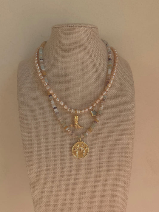 Pearl Cowboy Boot + Star Necklace