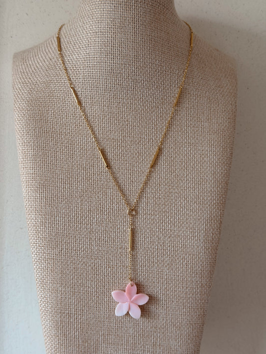 Pink Plumeria Lariat